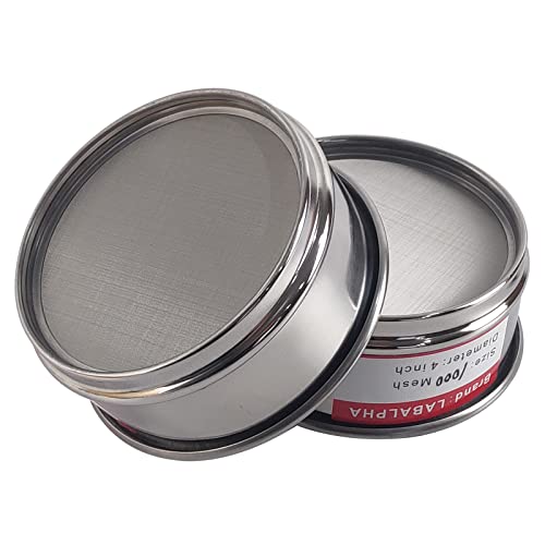 LABALPHA 1000 Mesh Lab Sieves, Test Sieve #1000 Mesh, 4'' Diameter, 304 Stainless Steel Wire Cloth (0.015mm) - size: 1000 mesh (0.015mm)