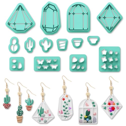 ORIGACH 14 Pcs Cactus & Terrarium Polymer Clay Cutters - style: Terrariums & Cactus