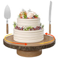 Wood Cake Stand, 12" Rotating Cake Stand with Cake Cutting Set