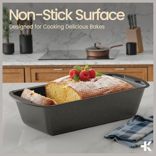 Nonstick Loaf Pan Set Pack of 1, Carbon Steel 11" Large Baking Bread Pan, Oven Safe Up to 450°F, PFOA, PFOS, PTFE Free, Space Saving Stackable Design, Stain Resistant, Dishwasher Friendly, Gray Marble - color: Gray Marble, size: 1 Pack