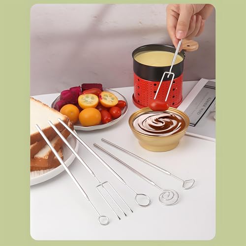 6 PCS Chocolate Dipping Tools Stainless Steel Candy Dipping Tools Set Candy Making Tools with Spoon Hole for Candy Making Truffle Chocolate and Cake Decoration Machine Washable (6)