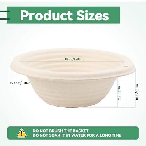 6-Pack 7.5" Round Banneton Bread Proofing Basket with Liners - size: 6pcs 7.5inch Round