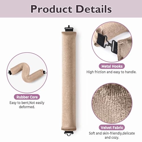 Overnight Hair Curlers Heatless Curls - 6 Pcs No Heat Blowout Curling Rods to Sleep In with Satin Hair Scarf - color: Khaki
