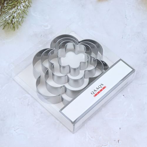 Scallop Flower Cookie Cutter Set Large - 5 Inch, 4 Inch, 3 Inch, 2 Inch - Six Petal Scalloped Edge Spring Flower Cookie Cutters Shapes Molds - Stainless Steel - color: Six Petal Flower