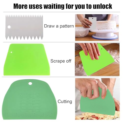 Dough Scraper Plastic Bench Scraper, Dough Scraper Tool Dough Cutter, Flexible Bench Scraper for Making Bread Pizza, 4 PCS