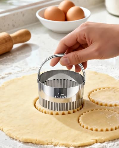 Biscuit Cutter Set with Handle, 5pcs Fluted Cookie Cutters - style: 5 Sizes - Wave