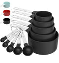 Measuring Cups & Spoons Set, Stackable Cups and Spoons - color: Black
