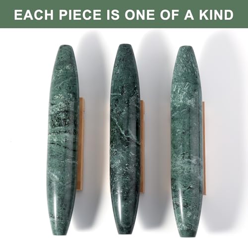 12inch Natural Marble Rolling Pin for Baking, Tapered French Dough Roller - color: 12"x1.97"-Green