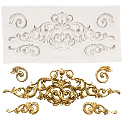 Baroque Fondant Mold Curlicues Scroll Lace Border Silicone Mold - color: Style A
