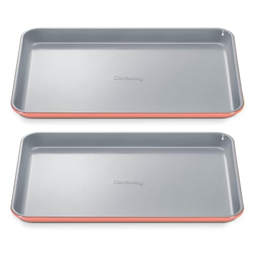 Caraway Non-Stick Ceramic Medium Baking Sheet Duo - color: Perracotta, size: 2x Medium 10" x 15"
