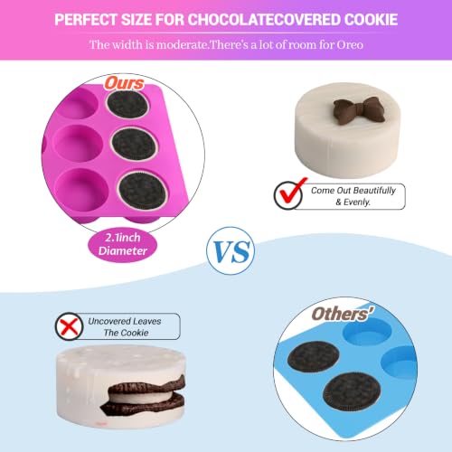 Sakolla 3 Pcs Round Chocolate Cookie Molds, 2.1 Inch Cylinder Silicone Mold - color: 3 Pcs/Rose Red&Blue