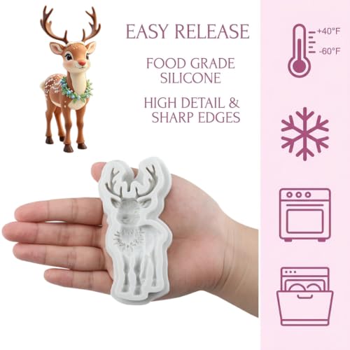 Christmas Reindeer Fondant Mold 3D Deer Silicone Chocolate Mold - color: Style S