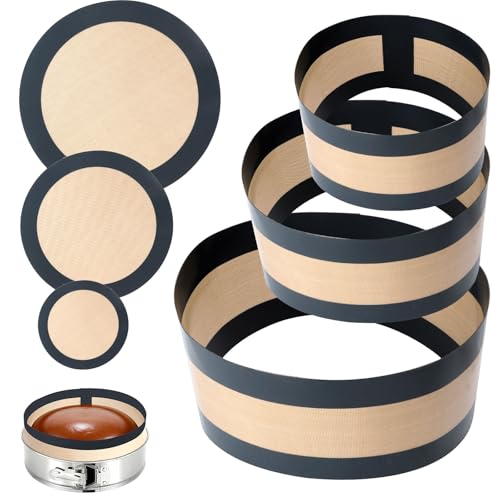 3 Set Silicone Baking Mat for Springform Pan, 4" 7" 9" Nonstick Pan Liners for Baking, Reusable Silicone Cheesecake Pan Protector, Silicone Springform Pan Liner Baking Mats