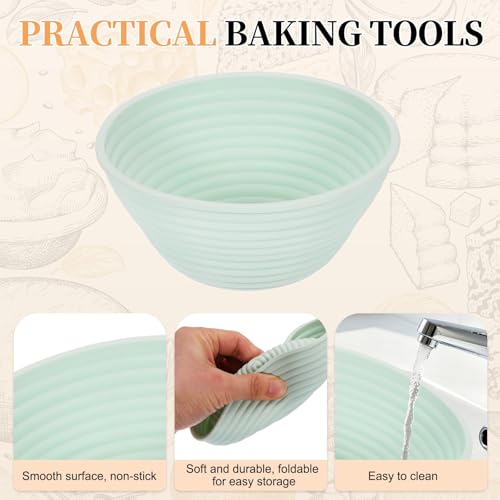 uxcell 2Pcs Silicone Bread Proofing Basket 4.9" Round Sourdough Mint Green - color: Mint Green, size: 12.5 cm / 4.9 Inch