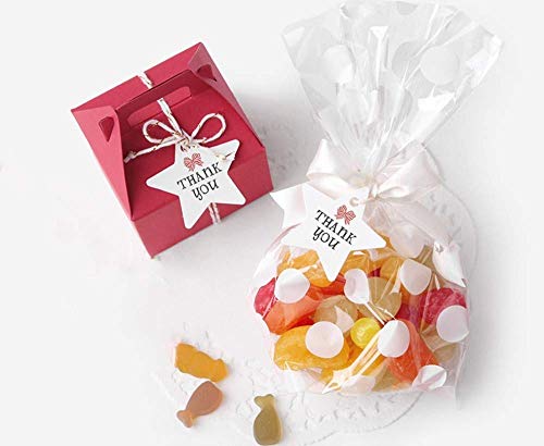 JOERSH Cellophane Treat Bags with Silver Ties, 200 Pack, 5x8 Inch