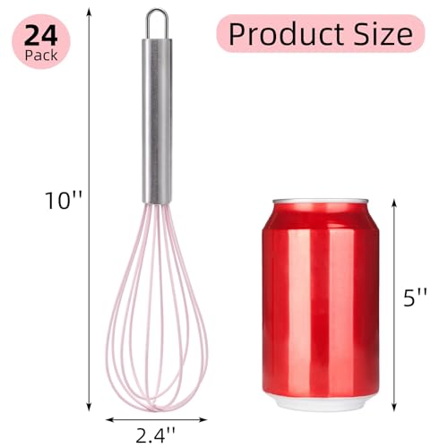 Cididu Set of 24 Silicone Whisk Bulk for Cooking, 10 In Wisking Tool Non Scratch, Flexible Rubber Whisks for Nonstick Pans, Kitchen Hand Whisk for Mother's Day Party Gifts, BPA Free Dishwasher Safe