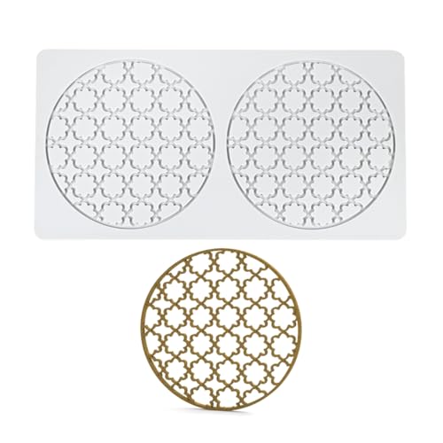 TUKE Silicone Embossing Mold Round Pane for Fondant & Clay - size: D_ Pane Pattern