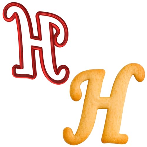 Mighty Gadget Fancy Cursive Letter A to Z Cookie Cutter - 4" Tall Alphabet Baking Mold (Random Color) (H) - color: H