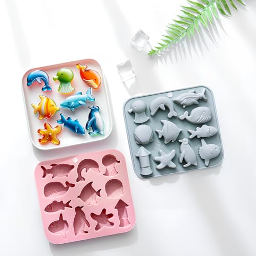 2Pcs Marine Theme Cake Silicone Mold chocolate molds silicone Ocean-Themed Baking Molds starfish fishing molds for Chocolates Candies Ice Cubes Soap Resin DIY Crafts and Beach-Themed Decor(11 Cavity) - size: 11 Cavity