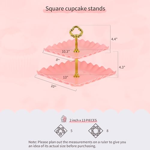 Pack of 11 NWK Cake Stand Set of Cupcake Stand, Tray & Table Cloth (Pink) - color: Pink