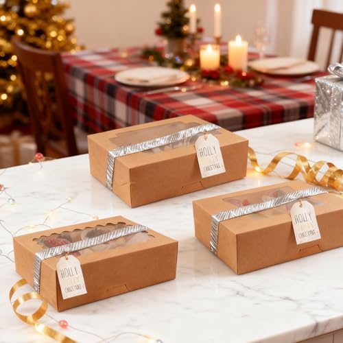 NPLUX 24 Pack Halloween Treat Box, 8x6.5x2.5 3 Window Styles for Pickup - color: Brown