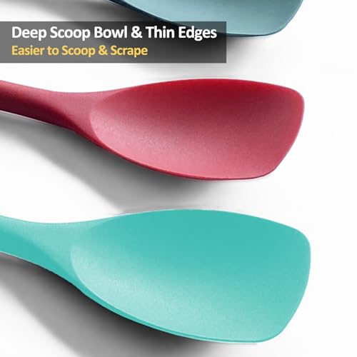 Vovoly Silicone Spatula Spoon Set, 11 IN, Teal, Spoonulas Heat Resistant - color: Teal