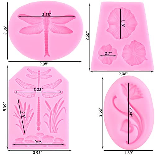 ZiXiang Dragonfly Silicone Molds Lotus Flower Leaf Fondant Mold Set Of 4 - color: Style B