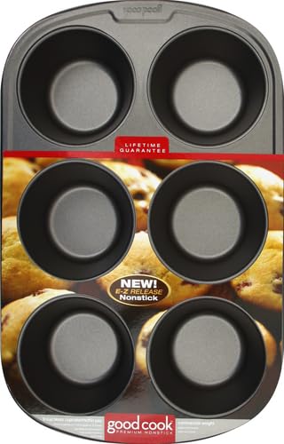 GoodCook Everyday Nonstick Steel Jumbo Texas Muffin Pan,6-cup,Gray,(Pack of 12) - size: 6 Cups (Jumbo) (Pack of 12)