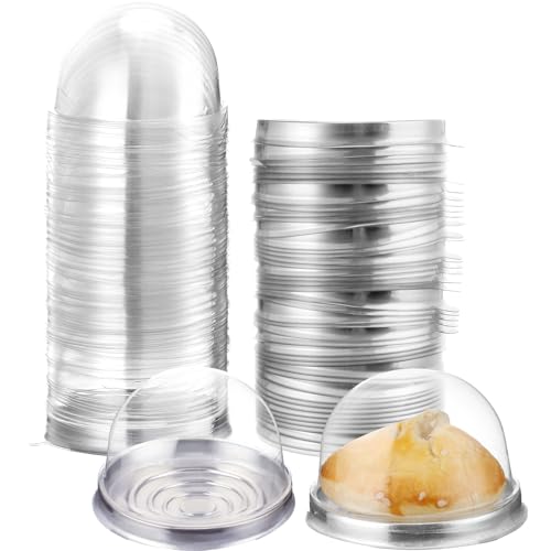 Patelai 50 Pcs Mini Cupcake Containers Clear Plastic Dome Boxes, Silver - color: Silver