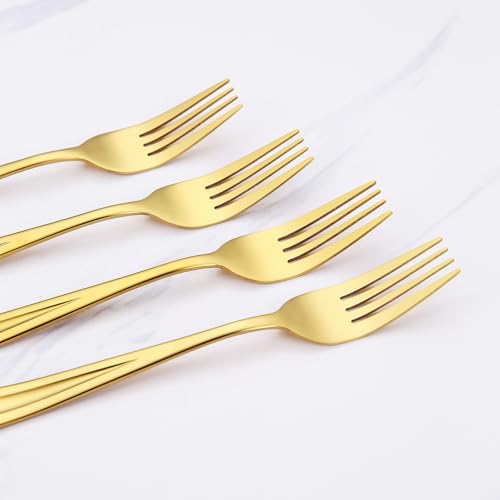 GoGeiLi Stainless Steel Gold Wedding Cake Cutting Set with Forks - color: gold cake cutting set