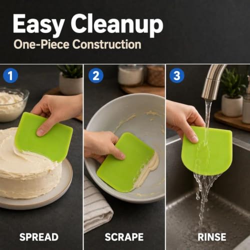 Plastic Flexible Cake Scraper, Non-Slip Baking Tool (Green) - color: Green