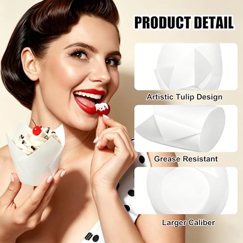 Ruisita 150 Pcs White Mini Cupcake Liners Muffin Liners Baking Cups - color: White