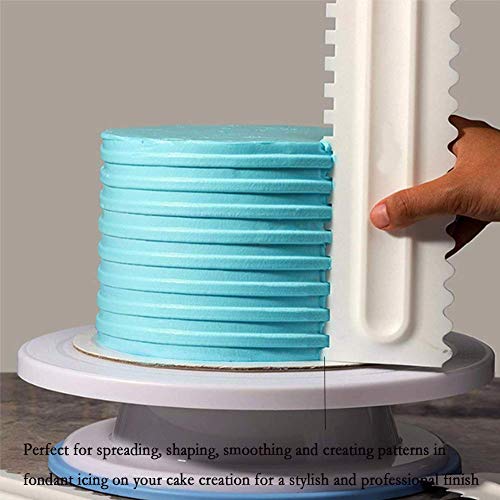 Decorating Comb and Icing Smoother Set of 4 Pack Decorating Mousse Butter Cream Cake Edge Tools, Plastic Sawtooth Cake Scraper Polisher 8 Design Textures-White - color: 4 White
