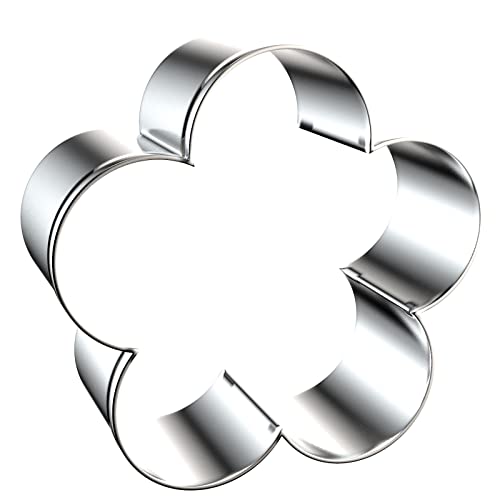 Plum Blossom Flower Cookie Cutter Set - 5 Inch, 4 Inch, 3 Inch, 2 Inch - Five Petal Scalloped Edge Spring Flower Cookie Cutters - color: Five Petal Flower