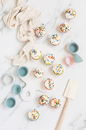 The Silicone Kitchen Reusable Silicone Baking Cups Silicone Muffin Liners for Cupcakes, BPA Free, Mini, 24 Pack, Pink Gray Blue - size: Mini