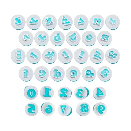 Alphabet Number Fondant Cutters,Fondant Letter Stamps For Cake Decorating,Cookie Cutters Set for Biscuit Cheese Baking Fruit Veggie Clay Cutters For Kids (Lowercase & Number Cutters)