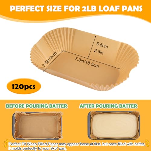 YQL Loaf Pan Liners, Nonstick Paper Liners for 9x5 Baking Pan - size: 120PCS