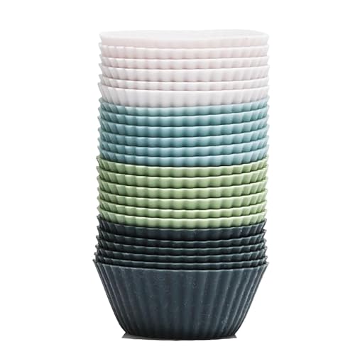 The Silicone Kitchen Reusable Mini Silicone Baking Cup, Non-Toxic, BPA Free, Dishwasher Safe, Mini, 24 Pack, White Blue Green - size: Mini