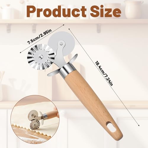 Ravioli Cutter Wheel Fluted Pasta Pastry Cutter Wheel, Pastry Crimper