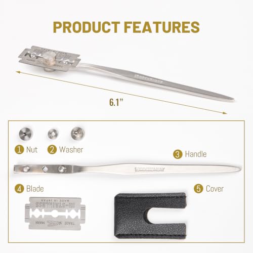 2-in-1 Bread Lame, Stainless Sourdough Scoring Tool with 5 Blades, Sharp Dough Scoring Knife, Bread Scoring Tool with Leather Protector Cover Sourdough Bread Baking Supplies - style: Finesse