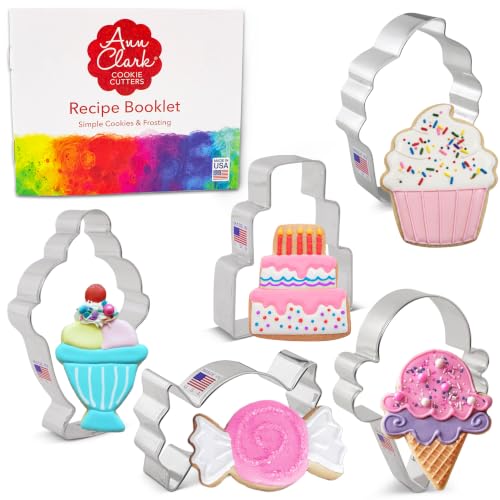 Ann Clark Candy and Sweets Cookie Cutters Set of 5, Made in USA - style: Dessert Set, 5-pc.