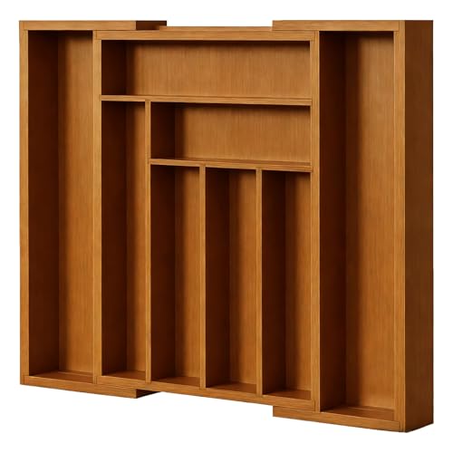 Pipishell Expandable Bamboo Silverware Drawer Organizer, Brown, Large - color: Brown, size: Large