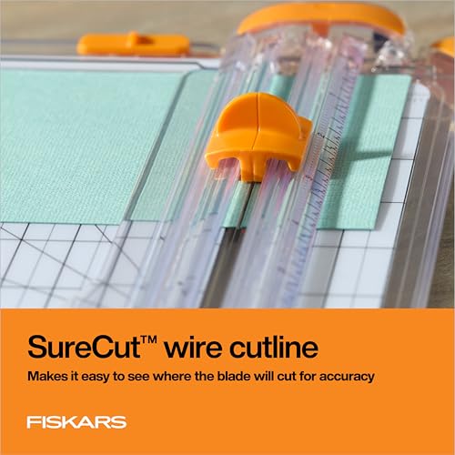 Fiskars SureCut Deluxe Paper Cutter, Precise Trimmer Tool, 12" Cut Length