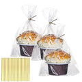 200 Pack 5"×2"x6.5" Cellophane Muffin Bags with Gold Twist Ties Flat Bottom - size: 5"×2"x6.5"