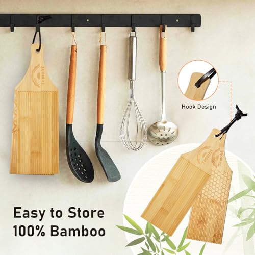 Gnocchi Board Set for Rolling Dough - includes 4-in-1 paddle and a standard paddle, 2 rollers and 1 cutter - Authentic Bamboo Butter Paddles, Pasta Shaping Tools, Gift for pasta enthusiasts