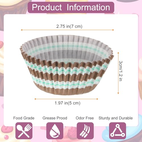 HARFINGTON 100 Count Cupcake Liners Cupcake Cups Brown - color: Green Brown