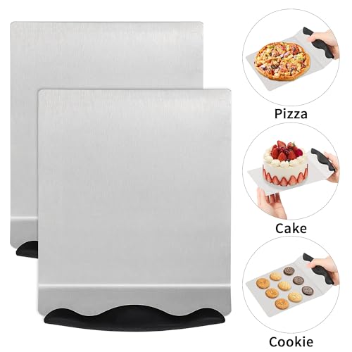 Cake Safe Lifter 7.8"x9.6" Stainless Steel Pizza Transfer Shovel Cookie Spatula - color: Black