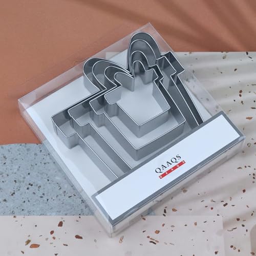 Gift Present Box Cookie Cutter Set Large - 5", 4", 3", 2" - 4 Piece - Stainless Steel - color: Gift Box