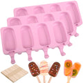 Sakolla 3 Pack Large Silicone Popsicle Molds with 150 Pcs Wooden Sticks - size: 3 Pcs Large - Pink
