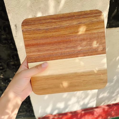 Acacia Wood Square Serving Tray Set,Small Wooden Platter Serving Trays Home Decor Cheese Board,Kitchen Acacia Wood Charcuterie Plates,Cake Appetizer Plates Dish Dessert Snack Bread Tray,8in/3pcs